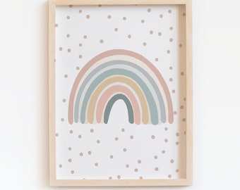 Rainbow Poster, Rainbow Print, Pastel Rainbow, Girl Nursery Print, Scandi Nursery Decor, Playroom Prints, Kids Wall Art