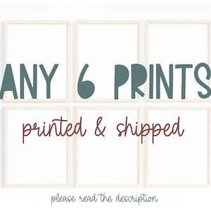 Custom Set of 6 Unframed Prints, Any 6 Prints Printed and Shipped, Nursery Decor, Playroom Prints, Scandi Kids Art