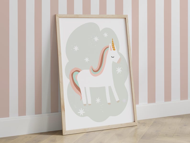 Set of 6 Personalised Gallery Wall Prints in Pastel, Girl Bedroom Decor