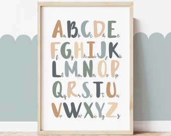 Alphabet Chart, Unframed Alphabet Chart Print, Alphabet Nursery Decor, Educational Print, Montessori Playroom Prints, Scandi Kids Art