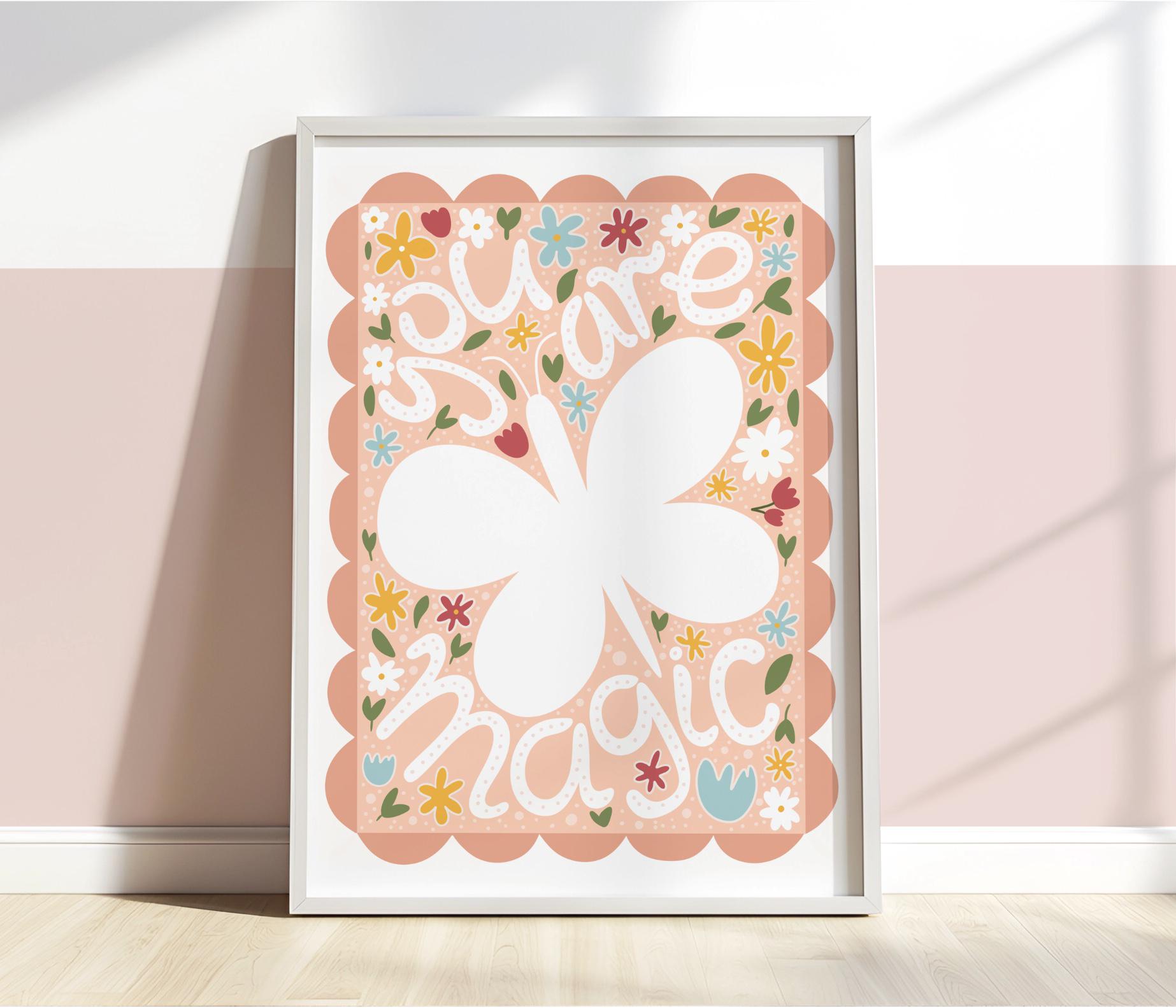 Set of 6 Personalised Gallery Wall Prints in Pastel Pink and Green ...