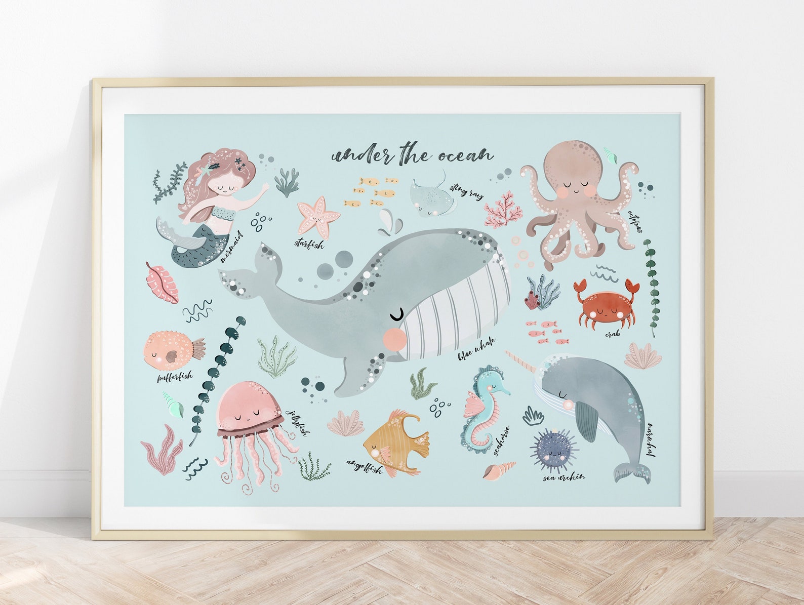 Sea Animals Print, Under the Ocean Print, Nautical Nursery Print ...