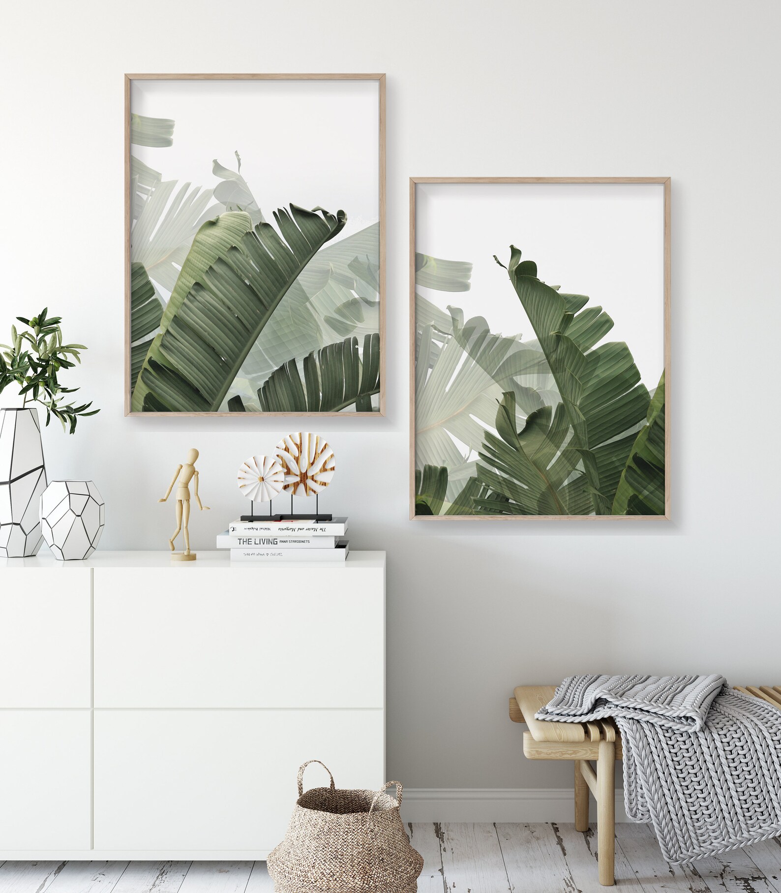 2 Tropical Plant Prints Printable Art Banana Leaf Prints | Etsy