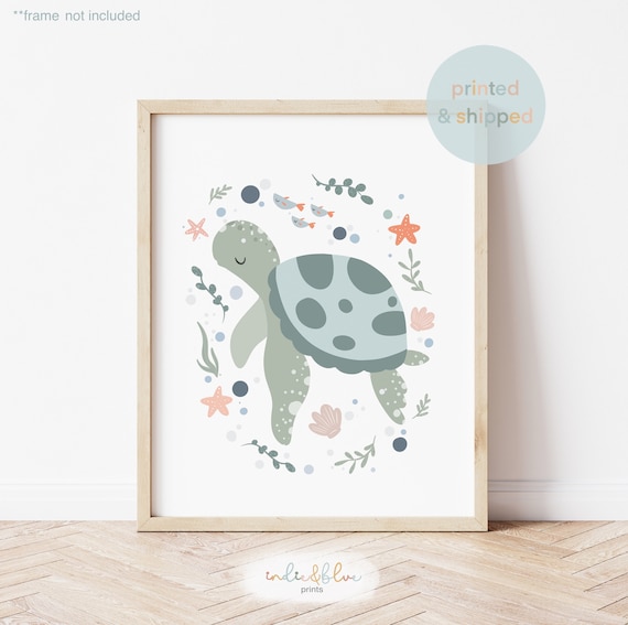 Sea Turtle Print, Sea Nursery Print, Under The Ocean Nursery, Sea Animals Print, Playroom Prints, Kids Wall Art