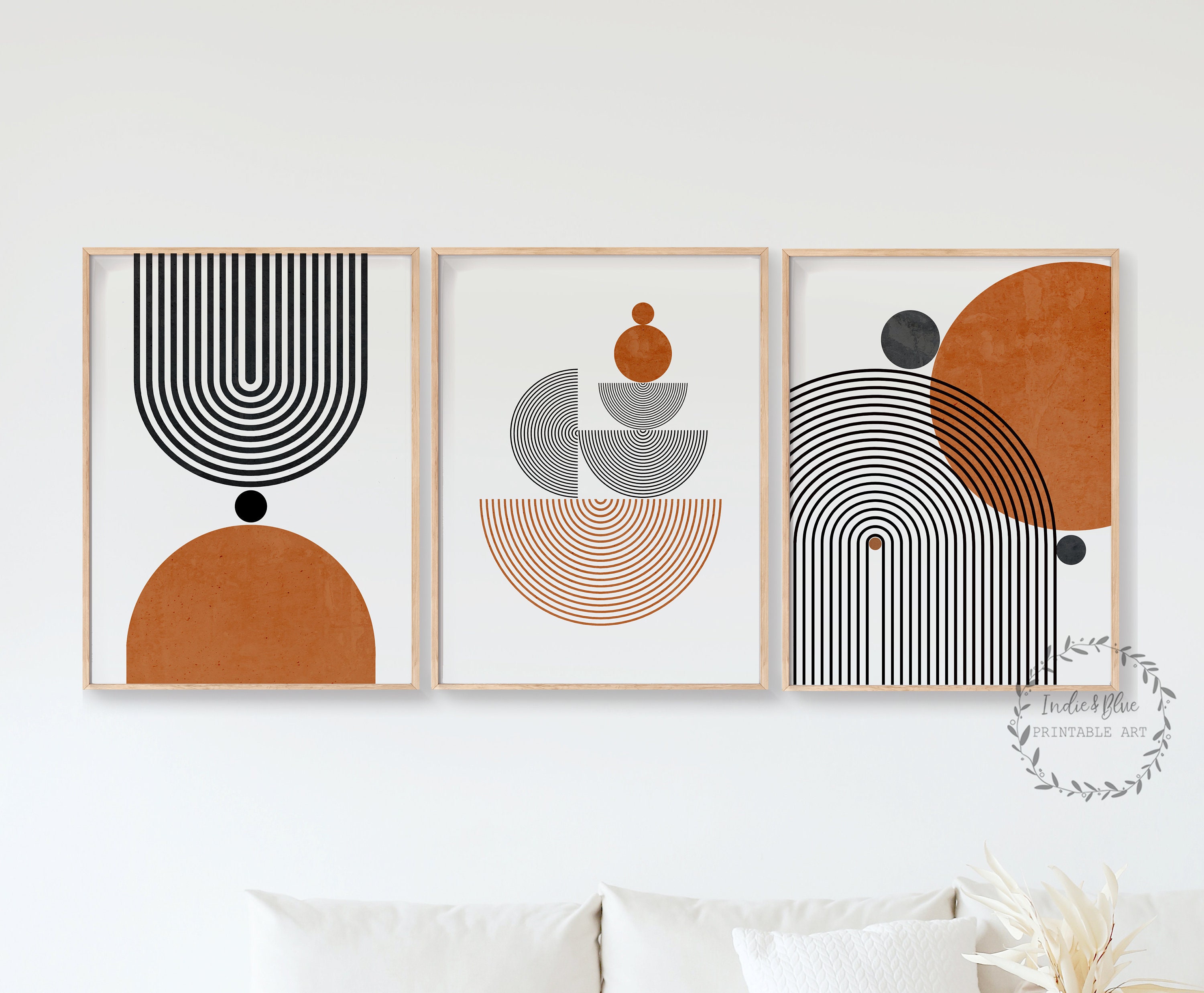 DIY print. Printable wall art Burnt orange leaves Digital download wall art Bohemian home decor