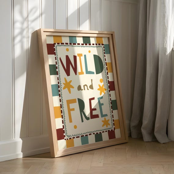Wild and free in bright colours, colourful kids prints nursery decor