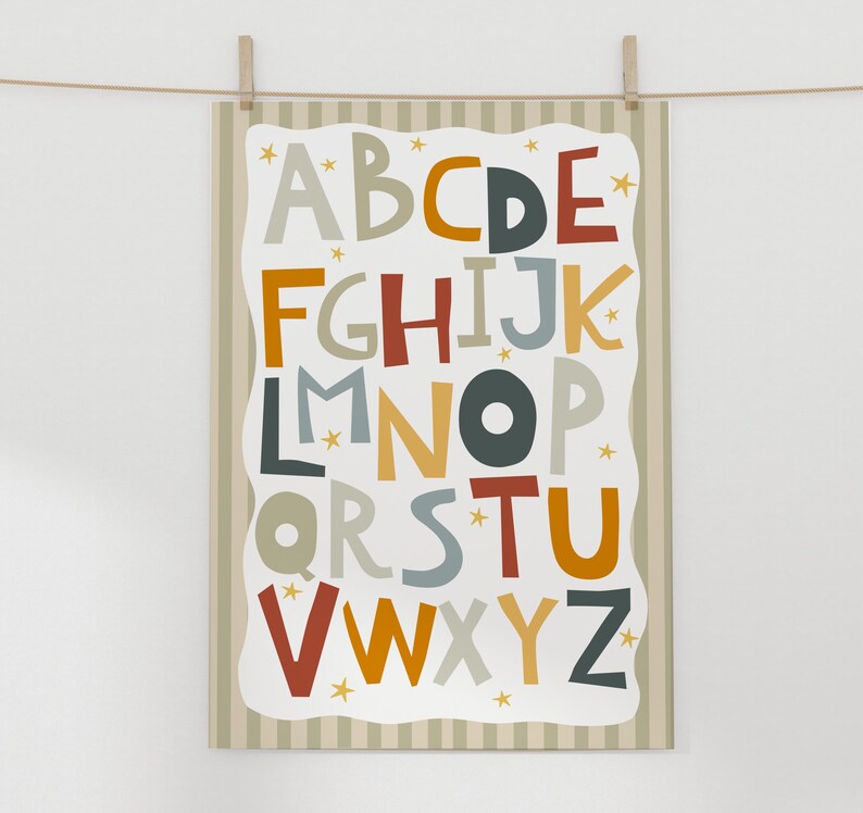 Educational Alphabet Chart Print in Bright Colours, ABC Print ...