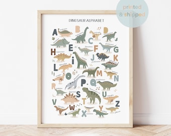Dinosaur Alphabet Print, Dinosaur Poster, Educational Print, Scandi Nursery Decor, Playroom Prints, Kids Wall Art