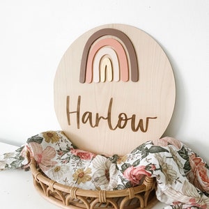 Rainbow Baby Name Sign / Wood Nursery Sign / Birth Announcement / Rainbow Baby Announcement / Baby Shower Gift / Rainbow Baby / Round Name