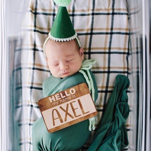 Hello My Name Is Wooden Cutout / Birth Announcement /Baby Name Announcement / Baby Shower Gift / Hospital Announcement / Newborn Photo Prop
