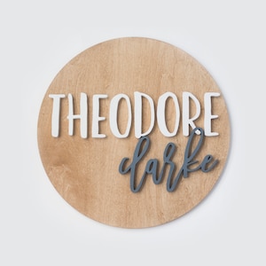 Wooden Name Sign | 3D Name Sign Wood | Round Plaque | Nursery Wall Art | Baby Shower Gift | New Mom Gift | Personalized Baby Shower Decor