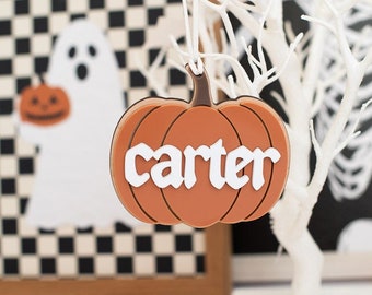 Halloween Basket Tag | Boo Basket Tag | Personalized Wood and Acrylic Halloween Pumpkin Tag
