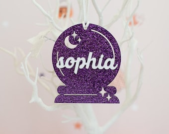 Halloween Basket Tag | Boo Basket Tag | Personalized Acrylic Halloween Crystal Ball Tag