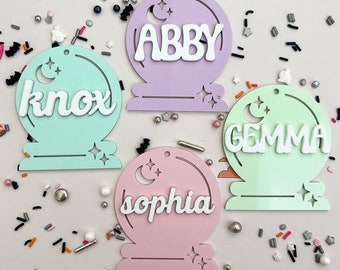 Halloween Basket Tag | Boo Basket Tag | Personalized Acrylic Halloween Crystal Ball Tag