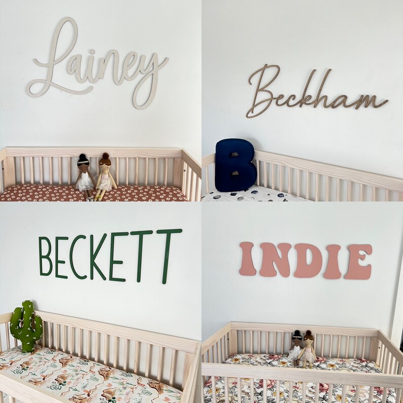 Freestanding Wooden Name Sign for Nursery | 3D Wooden Letter Name Sign ...