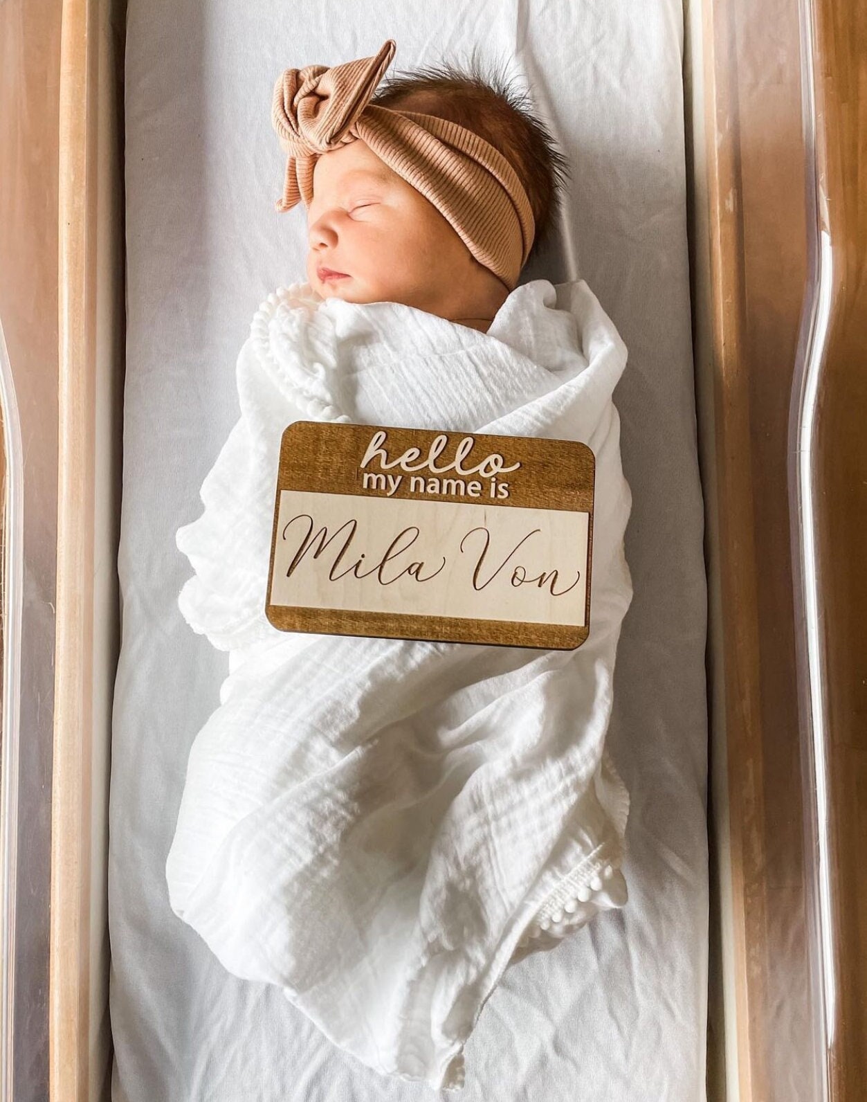 Hello My Name Is Wooden Cutout / Birth Announcement /Baby Name 