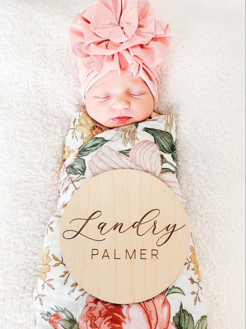 Birth Announcement Sign / Engraved Wooden Name Sign / Name Announcement Plaque / Wooden Nursery Decor / Newborn Photo Prop /Baby Shower Gift image 9