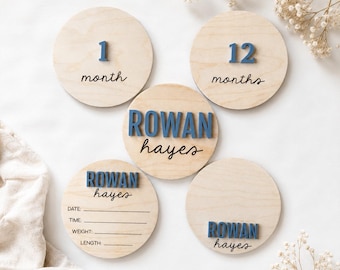 Baby Announcement Sign With Birth Stats | Baby Name Plate | Wood Sign for Name Reveal | Personalized Baby Name Sign | Fresh 48 Photo Shoot