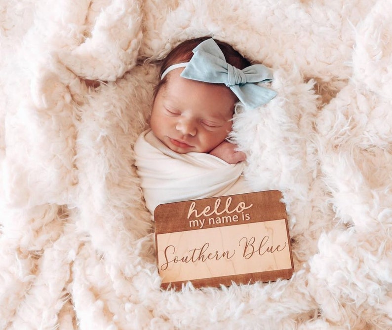 Hello My Name Is Wooden Cutout / Birth Announcement /Baby Name Announcement / Baby Shower Gift / Hospital Announcement / Newborn Photo Prop image 3