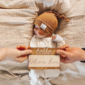 Hello My Name Is Wooden Cutout / Birth Announcement /Baby Name Announcement / Baby Shower Gift / Hospital Announcement / Newborn Photo Prop image 8
