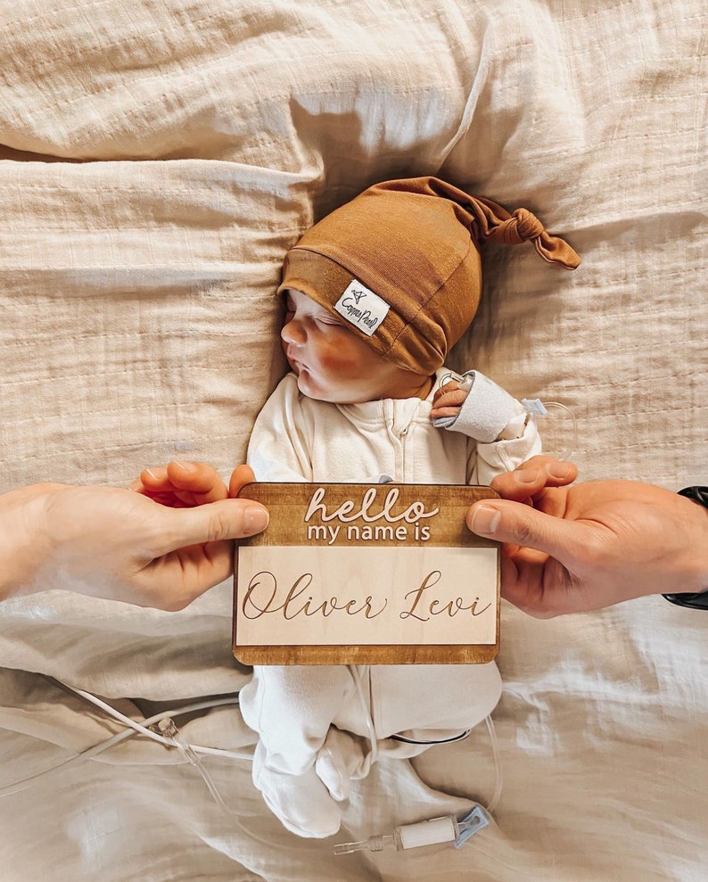 Hello My Name Is Wooden Cutout / Birth Announcement /Baby Name Announcement / Baby Shower Gift / Hospital Announcement / Newborn Photo Prop image 8