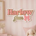 Custom Acrylic and Wood Name Sign | Nursery Decor | Hospital Name Announcement | Personalized Bedroom Sign | Pink Bow Theme product logo
