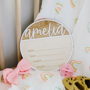 Birth Announcement Sign / Birth Stats Plaque / Engraved Wooden Name Sign / Hospital Fresh 48 Sign / Newborn Photo Prop / Baby Shower Gift image 5