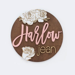 Wooden Name Sign Roses | 3D Name Sign Wood | Rose Nursery Decor |Floral Name Sign | Rose Floral Nursery Decor | Baby Shower Gift