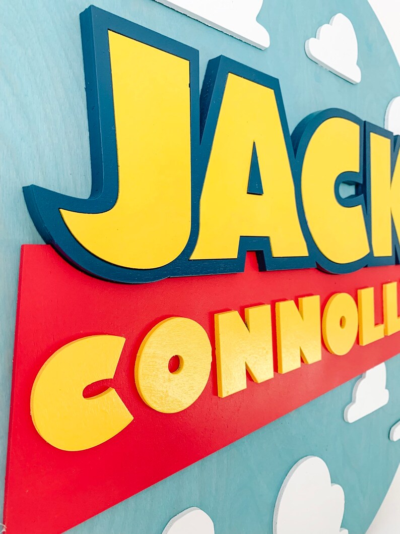 Wooden Name Sign Toy theme decor Andy's Room Decor Etsy