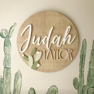 Wooden Name Sign Cactus | 3D Name Sign Wood | Cactus Nursery Decor |Cactus Name Sign | Boho Nursery Decor | Boho Baby Shower Gift