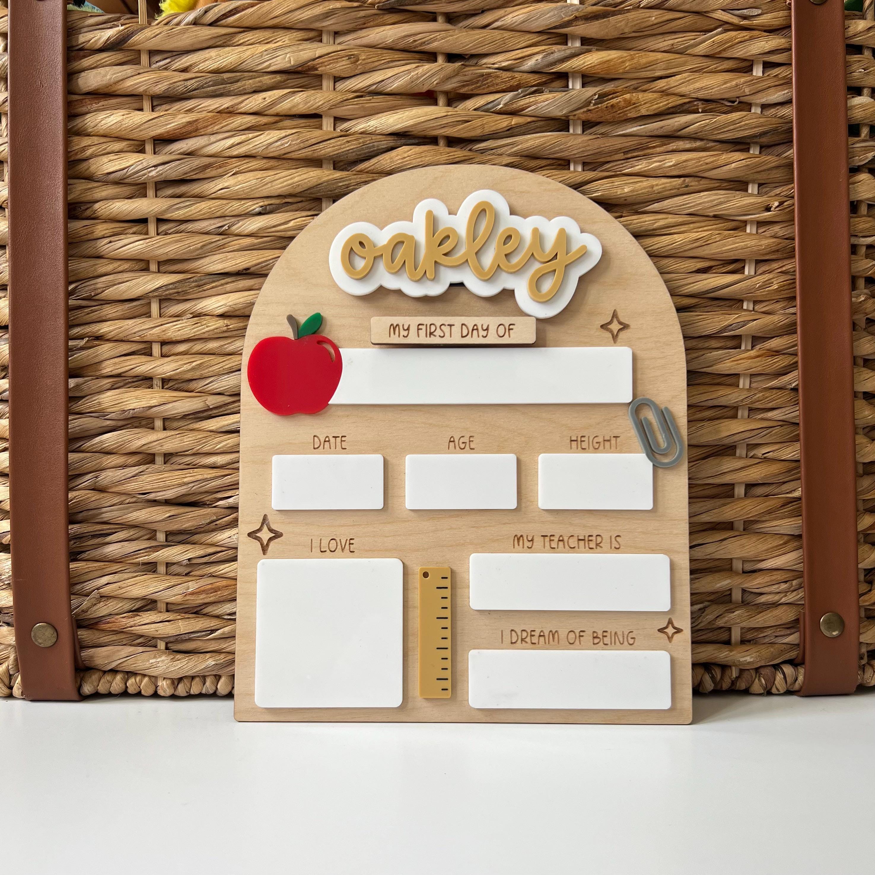 First Day of School Sign | Changeable Back to School Sign | Personalized Dry Erase 1st Day of School Sign | Custom Acrylic School Photo Prop