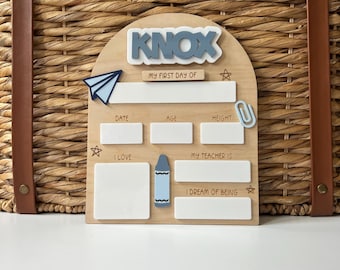 First Day of School Sign | Changeable Back to School Sign | Personalized Dry Erase 1st Day of School Sign | Custom Acrylic School Photo Prop