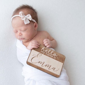 Hello My Name Is Wooden Cutout / Birth Announcement /Baby Name Announcement / Baby Shower Gift / Hospital Announcement / Newborn Photo Prop image 9