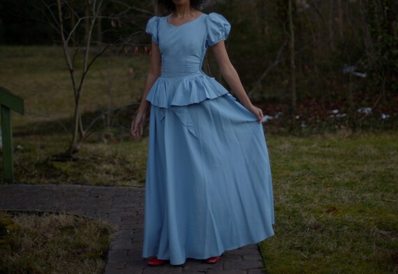 1930s deadstock rayon ice blue princess gown // sm
