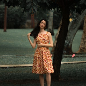 1960s handmade cotton poppy print day dress, small-med image 7