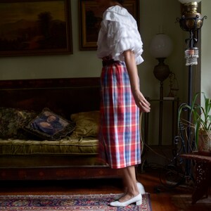 moving sale 80s cotton plaid wrap skirt // 28-29 waist, tagged US 8 image 7