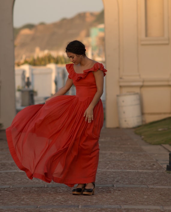 fitted lace wedding dress 1930s Crimson Silk Chiffon Diamanté Gown [xs/sm] – Demetra Vintage