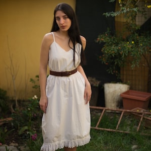 moving sale Antique cotton embroidered and eyelet hem tank dress with elastic waist // s-m