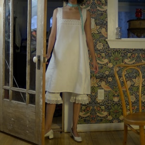 moving sale Antique cotton square neck embroidered night dress // fits up to x-large