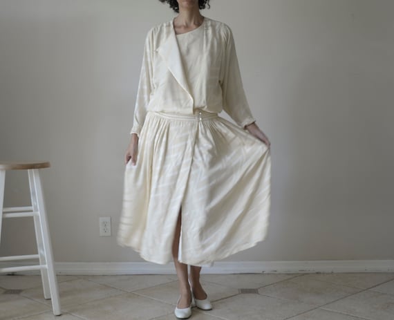 80s Wayne CLARK pure silk banded/quilted drop wais