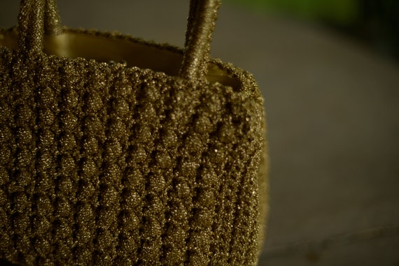 moving sale 60s gold metallic macrame crochet top… - image 7