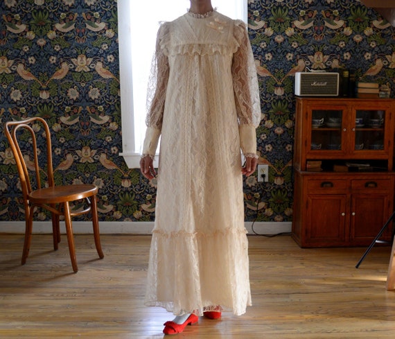 70s LIBERTY HOUSE lace ruffle full length prairie