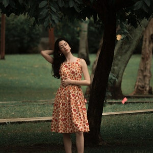 1960s handmade cotton poppy print day dress, small-med image 9