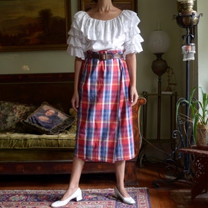 moving sale 80s cotton plaid wrap skirt // 28-29 waist, tagged US 8 image 2
