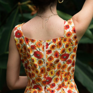 1960s handmade cotton poppy print day dress, small-med image 4
