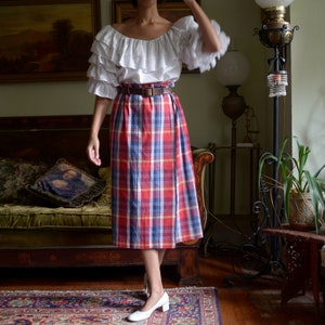 moving sale 80s cotton plaid wrap skirt // 28-29 waist, tagged US 8 image 5