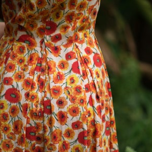 1960s handmade cotton poppy print day dress, small-med image 3