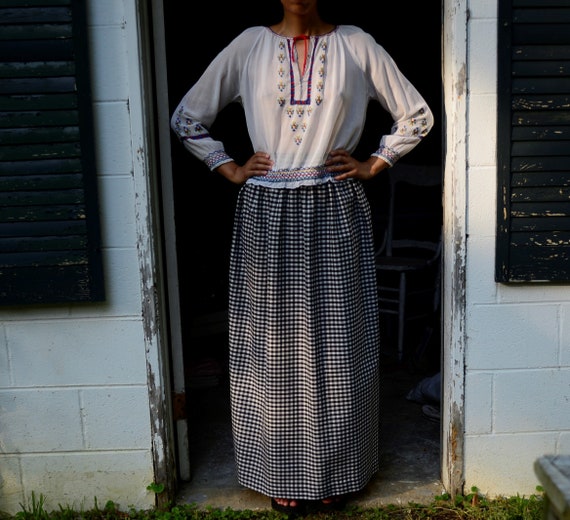 1930s cotton hand embroidered, smocked Hungarian p