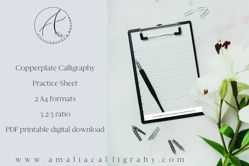 DIGITAL Copperplate Calligraphy Blank Grids Practice Sheets ...