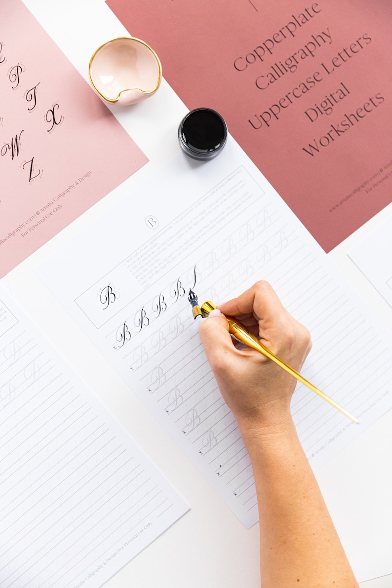 DIGITAL Copperplate Calligraphy Practice Sheets | Guide Sheets | Hand ...